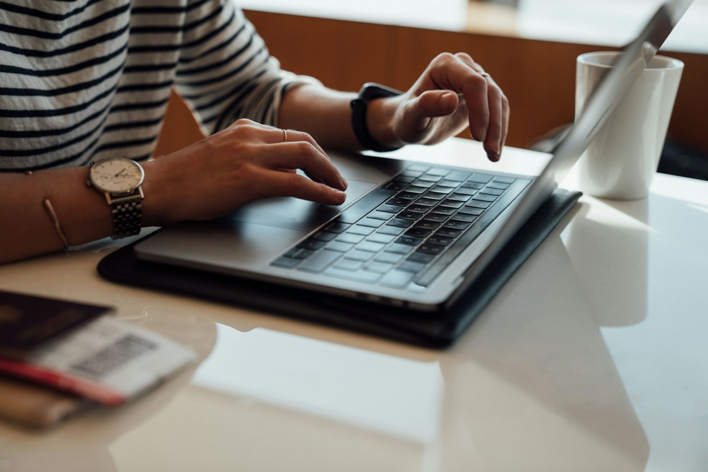 Someone working on their website at a desk